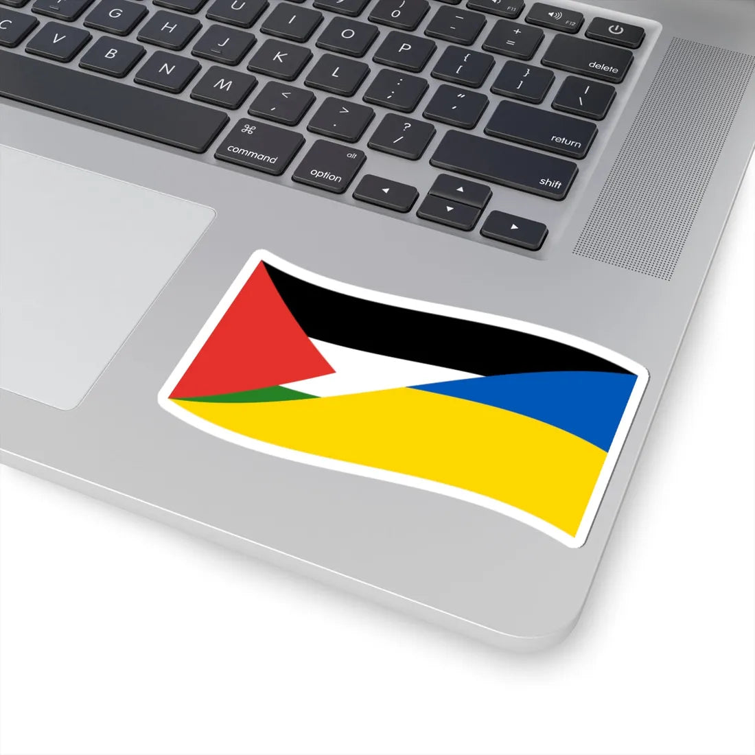 Flag of Palestine and Ukraine with waves (Palestine) STICKER Vinyl Kiss-Cut Decal - The Sticker Space