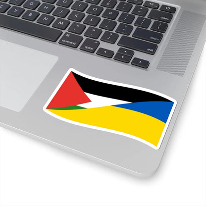 Flag of Palestine and Ukraine with waves (Palestine) STICKER Vinyl Kiss-Cut Decal - The Sticker Space