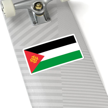Flag of Palestine with the Kingdom of Jerusalem Cross 2 (Palestine) STICKER Vinyl Kiss-Cut Decal - The Sticker Space