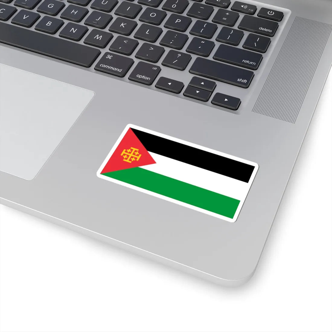 Flag of Palestine with the Kingdom of Jerusalem Cross 2 (Palestine) STICKER Vinyl Kiss-Cut Decal - The Sticker Space