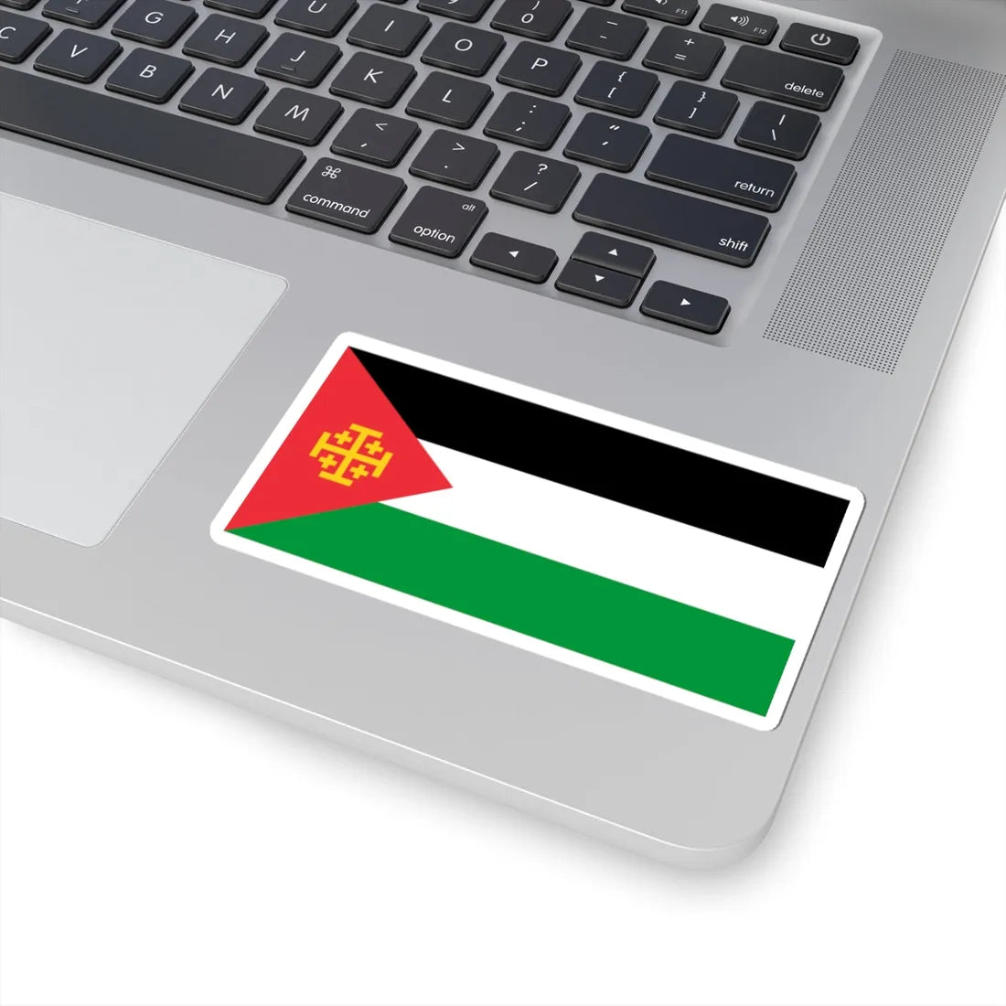 Flag of Palestine with the Kingdom of Jerusalem Cross 2 (Palestine) STICKER Vinyl Kiss-Cut Decal - The Sticker Space