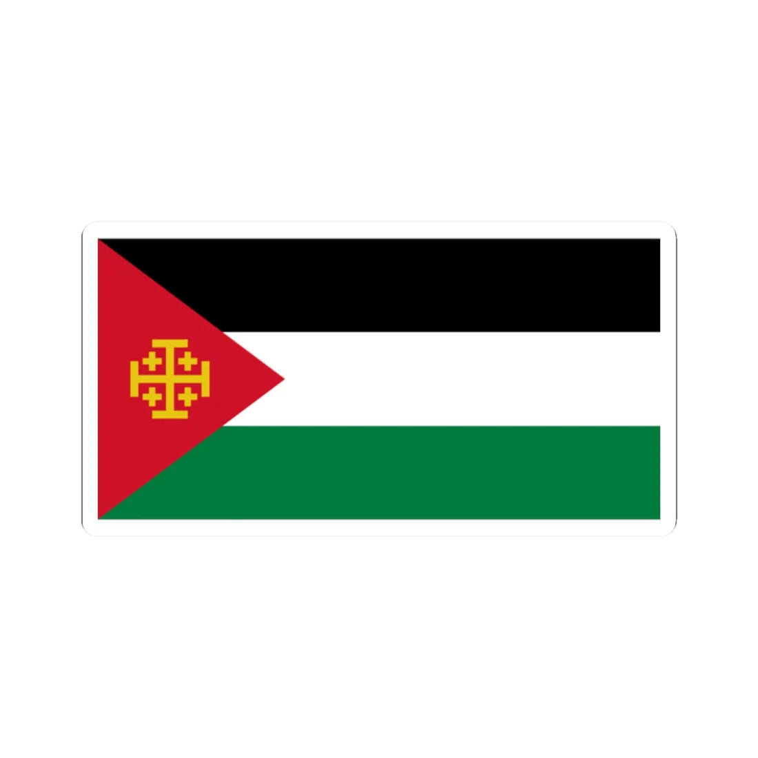 Flag of Palestine with the Kingdom of Jerusalem Cross 3 (Palestine) STICKER Vinyl Kiss-Cut Decal 2 Inch White - The Sticker Space