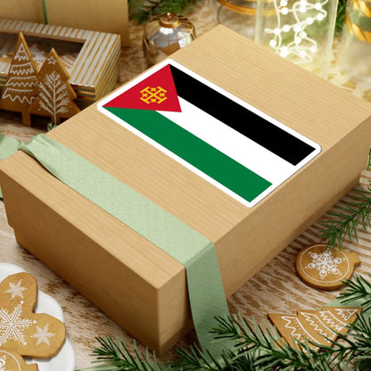 Flag of Palestine with the Kingdom of Jerusalem Cross 3 (Palestine) STICKER Vinyl Kiss-Cut Decal - The Sticker Space