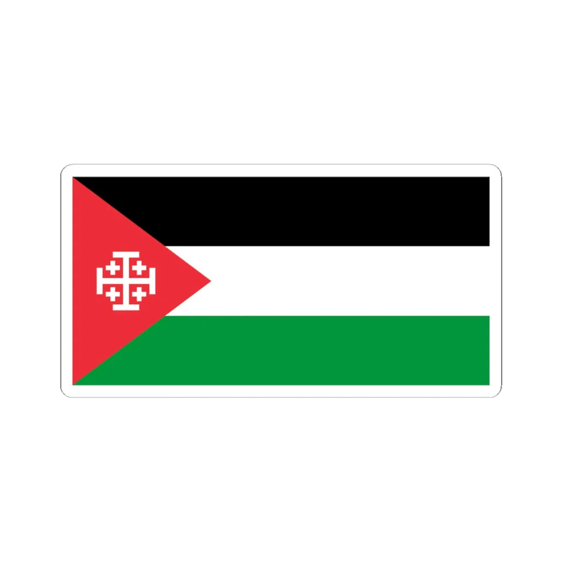 Flag of Palestine with the Kingdom of Jerusalem Cross (Palestine) STICKER Vinyl Kiss-Cut Decal 4 Inch White - The Sticker Space