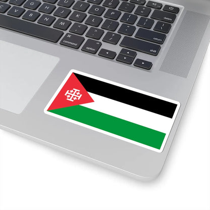Flag of Palestine with the Kingdom of Jerusalem Cross (Palestine) STICKER Vinyl Kiss-Cut Decal - The Sticker Space
