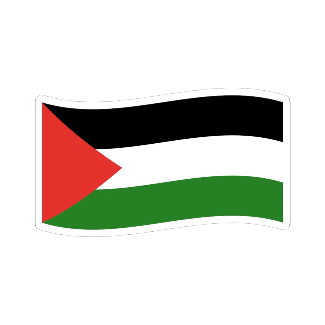 Flag of Palestine with waves (Palestine) STICKER Vinyl Kiss-Cut Decal 4 Inch White - The Sticker Space