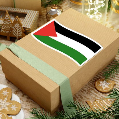 Flag of Palestine with waves (Palestine) STICKER Vinyl Kiss-Cut Decal - The Sticker Space