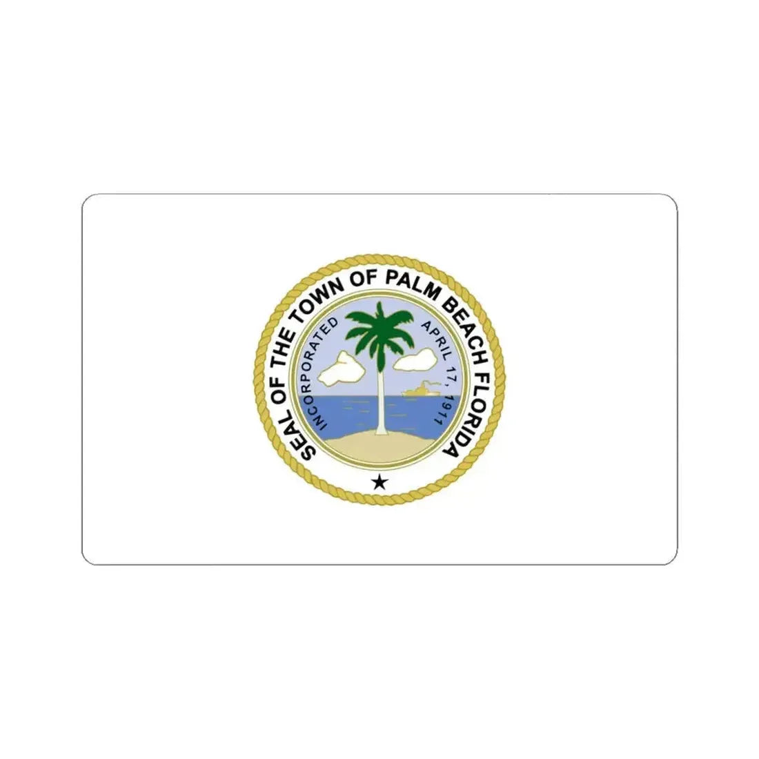 Flag of Palm Beach Florida (United States) STICKER Vinyl Kiss-Cut Decal 4 Inch White - The Sticker Space