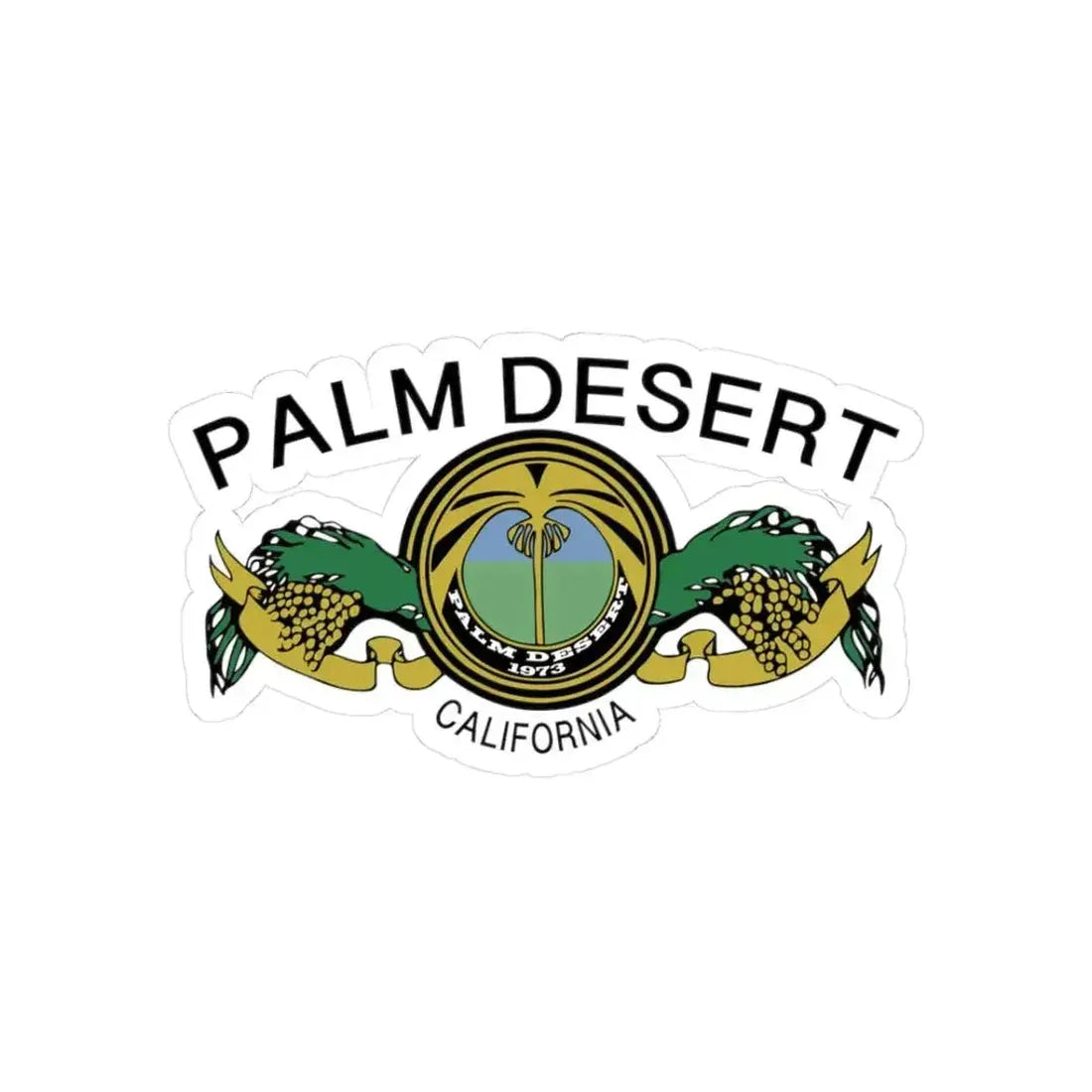 Flag of Palm Desert California (United States) STICKER Vinyl Kiss-Cut Decal 3 Inch White - The Sticker Space