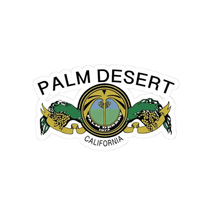 Flag of Palm Desert California (United States) STICKER Vinyl Kiss-Cut Decal 3 Inch White - The Sticker Space