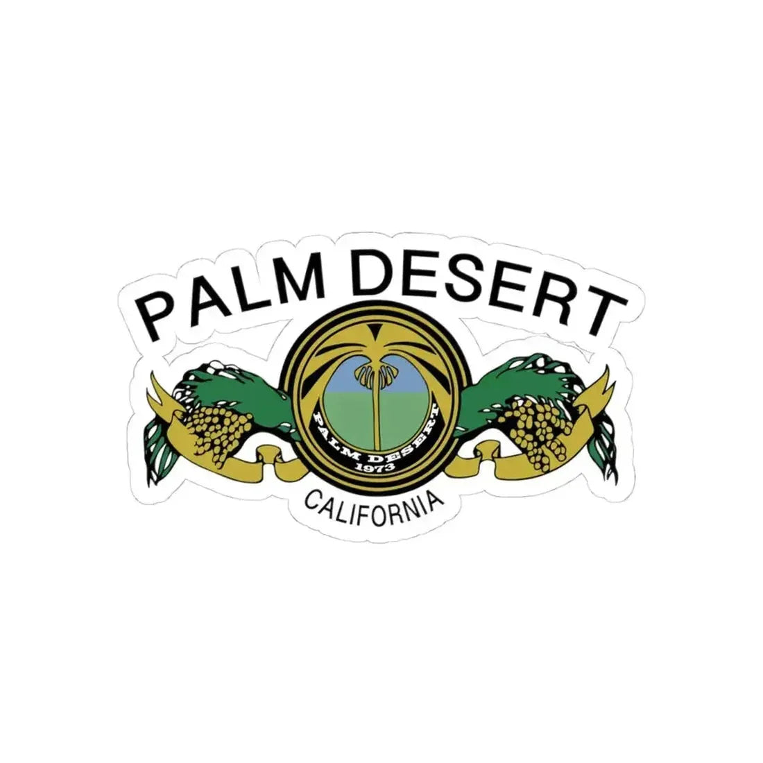 Flag of Palm Desert California (United States) STICKER Vinyl Kiss-Cut Decal 4 Inch White - The Sticker Space