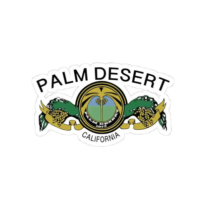 Flag of Palm Desert California (United States) STICKER Vinyl Kiss-Cut Decal 4 Inch White - The Sticker Space