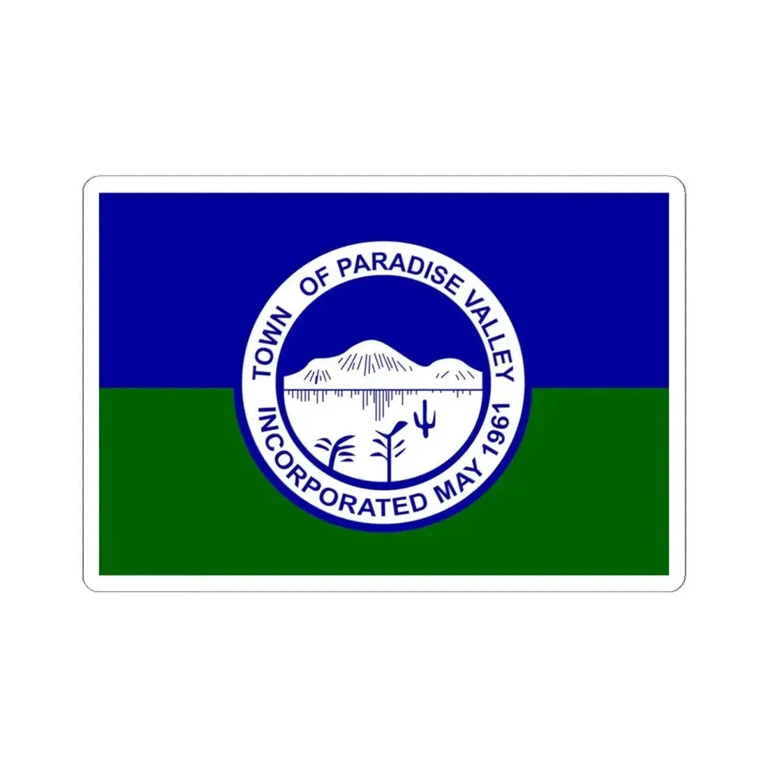 Flag of Paradise Valley Arizona (United States) STICKER Vinyl Kiss-Cut Decal 4 Inch White - The Sticker Space