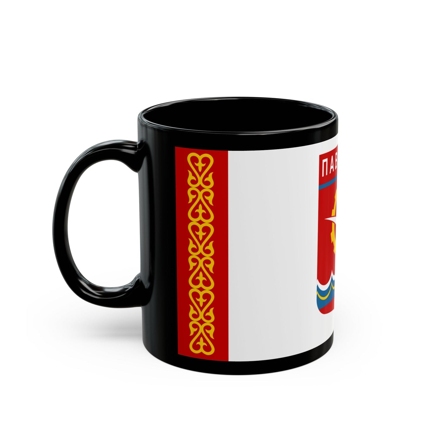 Flag of Pavlodar Kazakhstan - Black Coffee Mug-The Sticker Space