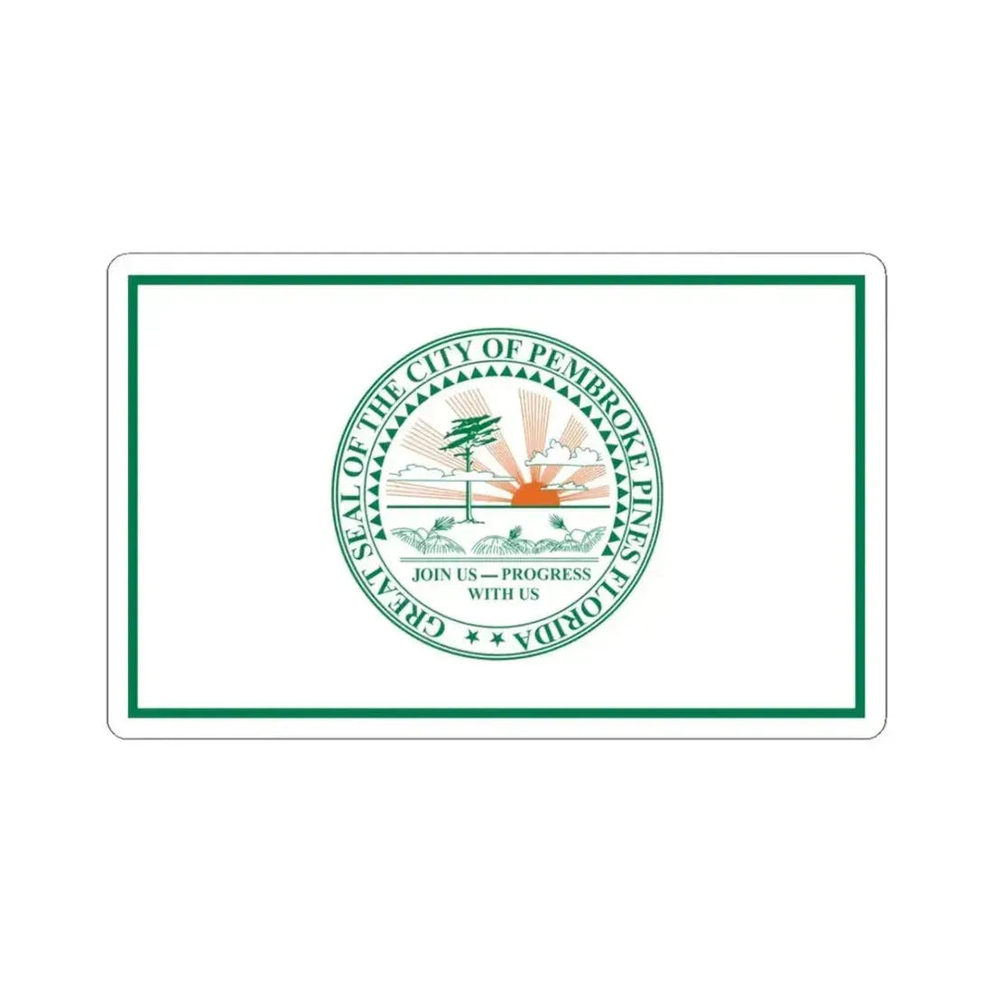 Flag of Pembroke Pines Florida (United States) STICKER Vinyl Kiss-Cut Decal 3 Inch White - The Sticker Space