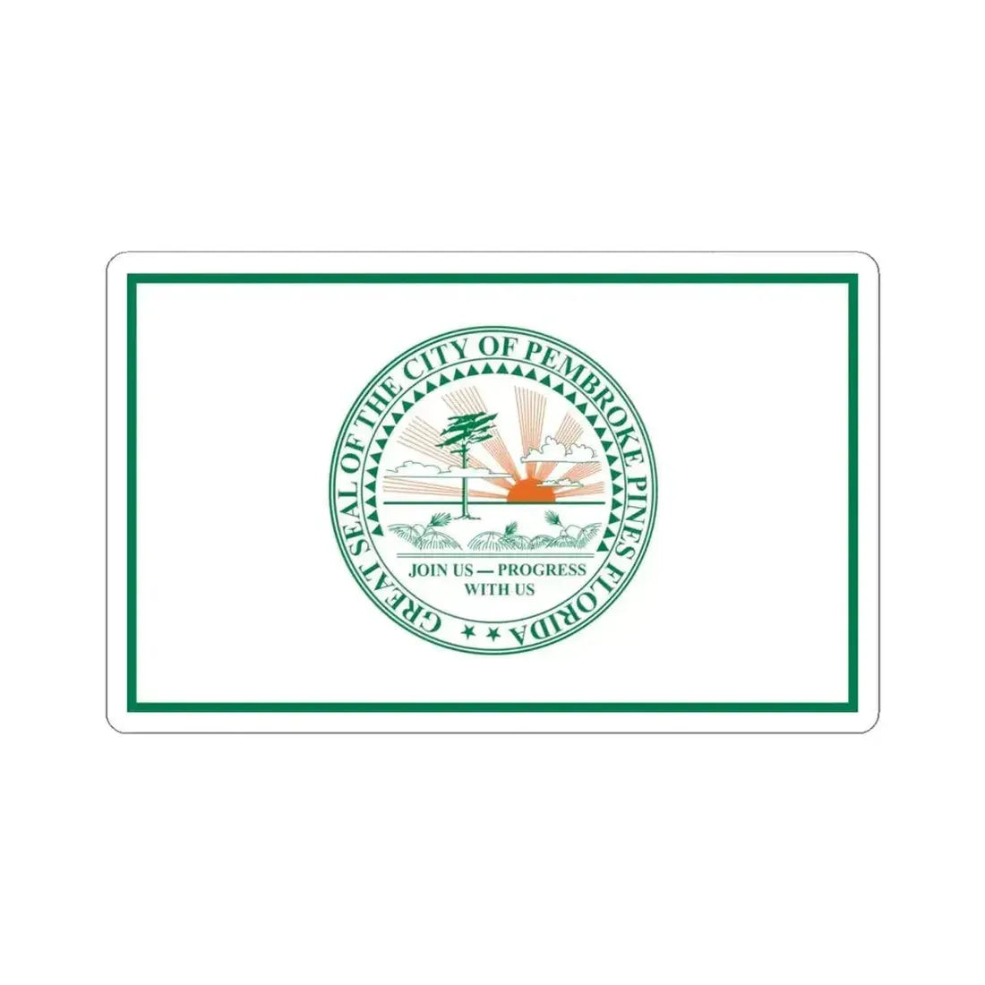 Flag of Pembroke Pines Florida (United States) STICKER Vinyl Kiss-Cut Decal 4 Inch White - The Sticker Space