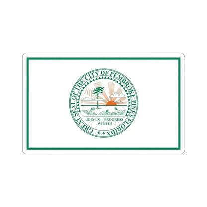 Flag of Pembroke Pines Florida (United States) STICKER Vinyl Kiss-Cut Decal 4 Inch White - The Sticker Space