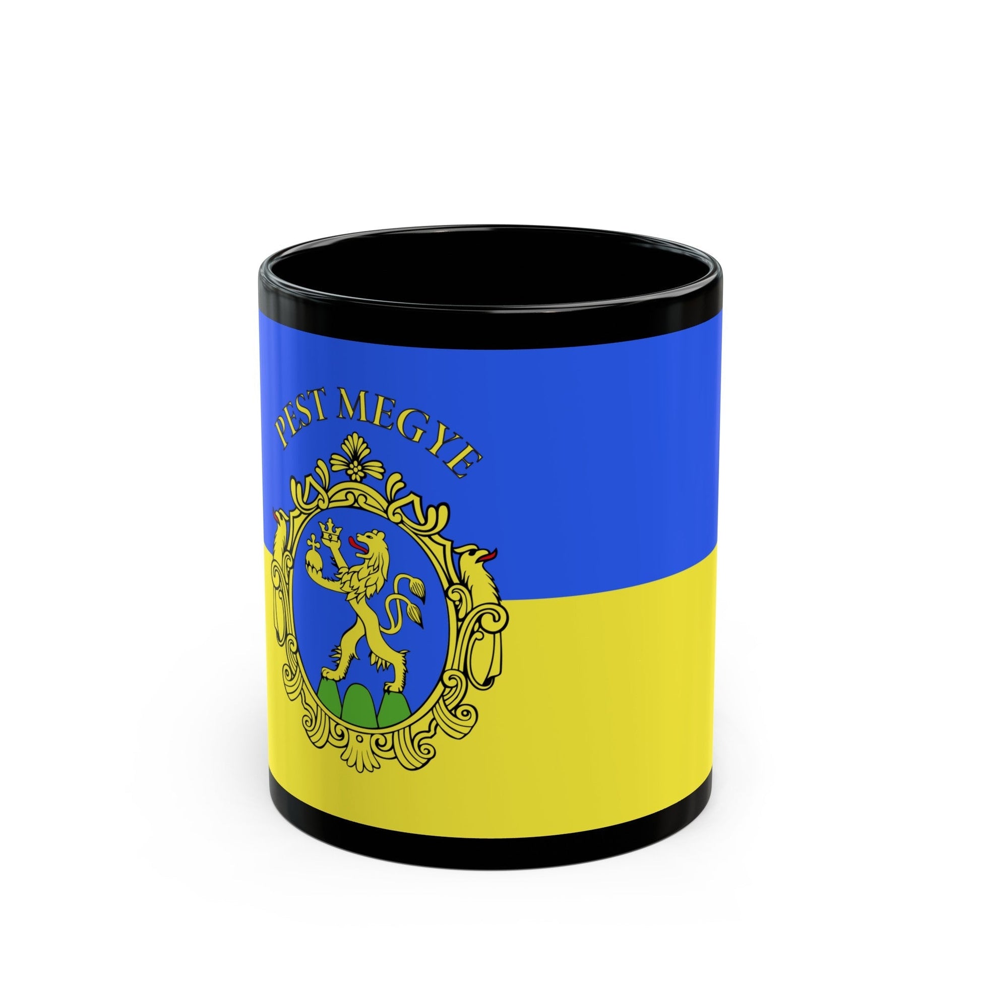 Flag of Pest County Hungary - Black Coffee Mug-11oz-The Sticker Space