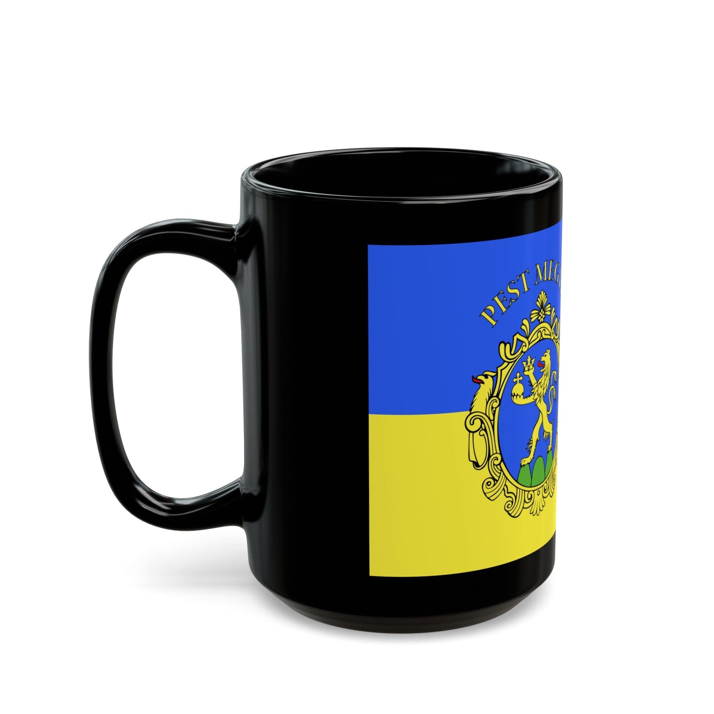 Flag of Pest County Hungary - Black Coffee Mug-The Sticker Space