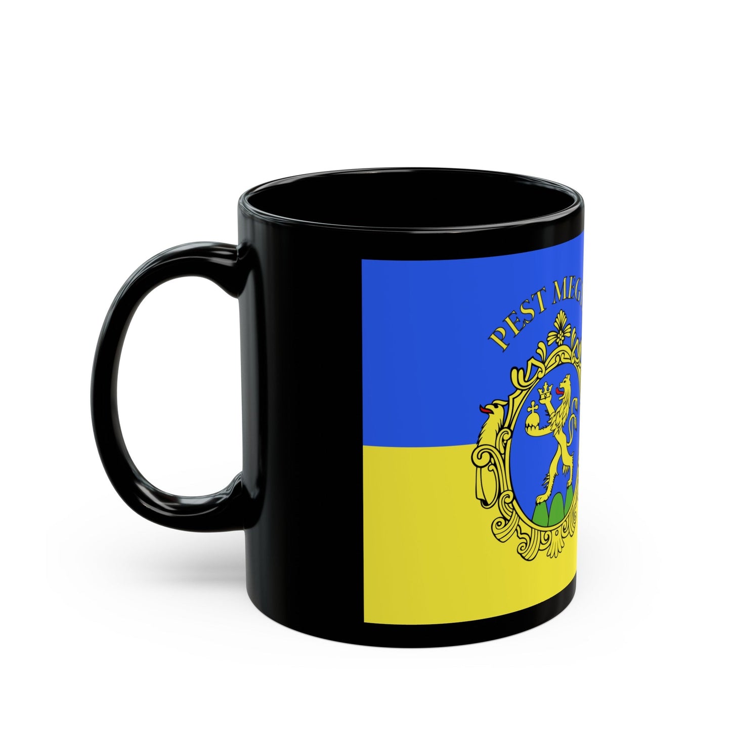 Flag of Pest County Hungary - Black Coffee Mug-The Sticker Space