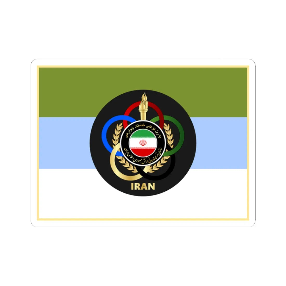 Flag of Physical Education Organization of Army of Iran (Iran) STICKER Vinyl Kiss-Cut Decal 2 Inch White - The Sticker Space