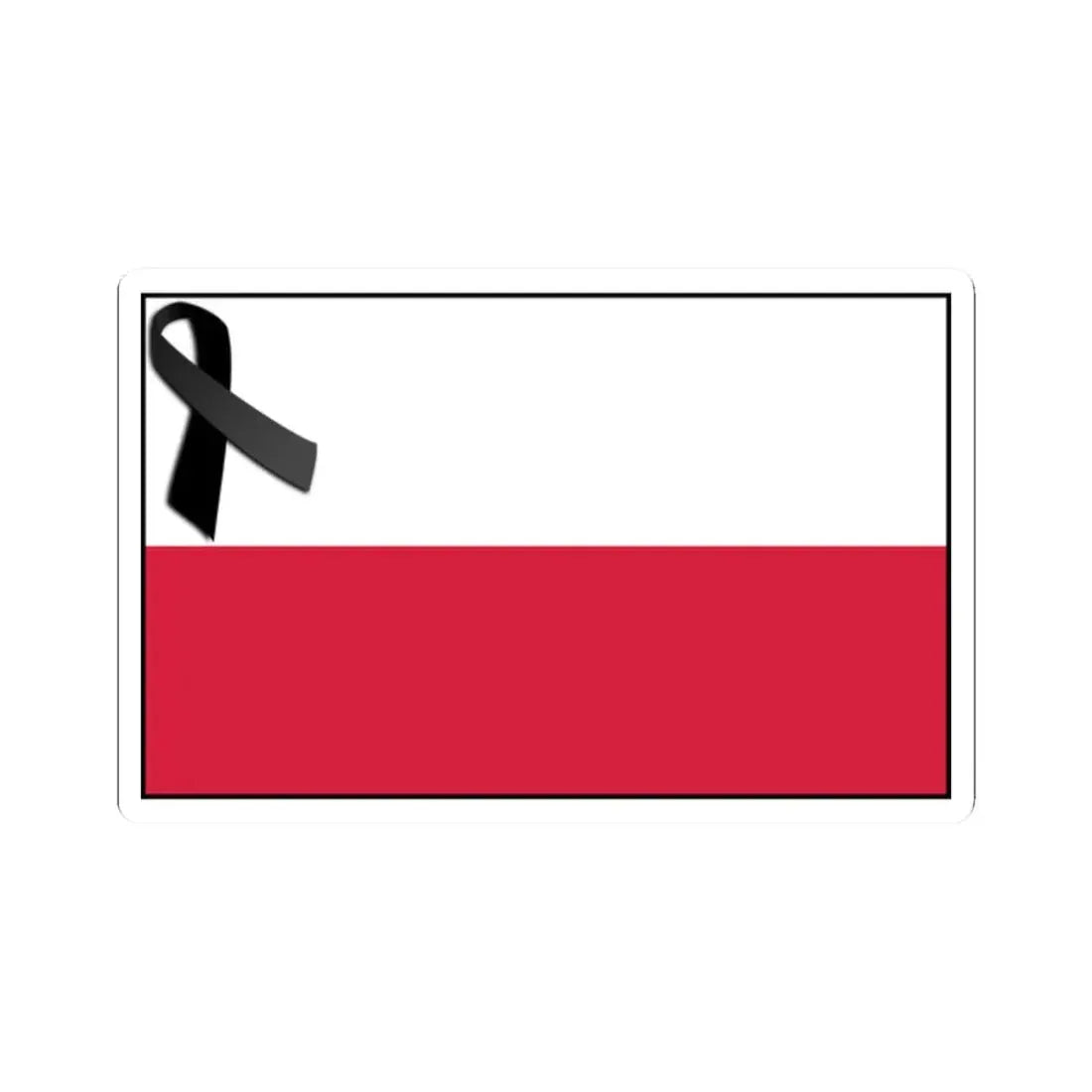 Flag of Poland bordered with black ribbon (Poland) STICKER Vinyl Kiss-Cut Decal 2 Inch White - The Sticker Space