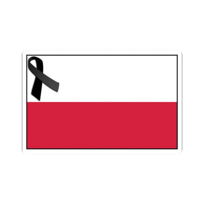Flag of Poland bordered with black ribbon (Poland) STICKER Vinyl Kiss-Cut Decal 2 Inch White - The Sticker Space