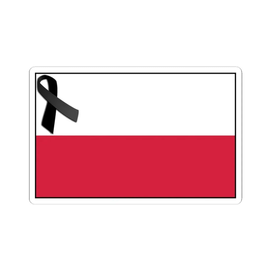 Flag of Poland bordered with black ribbon (Poland) STICKER Vinyl Kiss-Cut Decal 3 Inch White - The Sticker Space