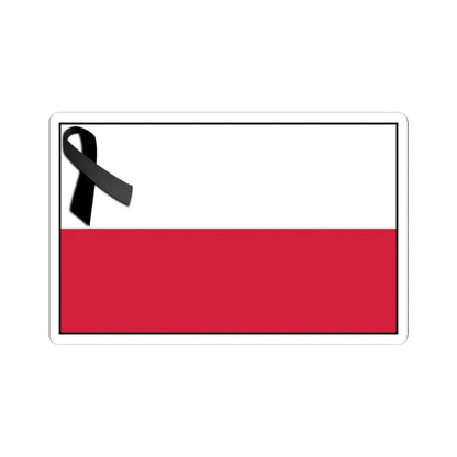 Flag of Poland bordered with black ribbon (Poland) STICKER Vinyl Kiss-Cut Decal 3 Inch White - The Sticker Space