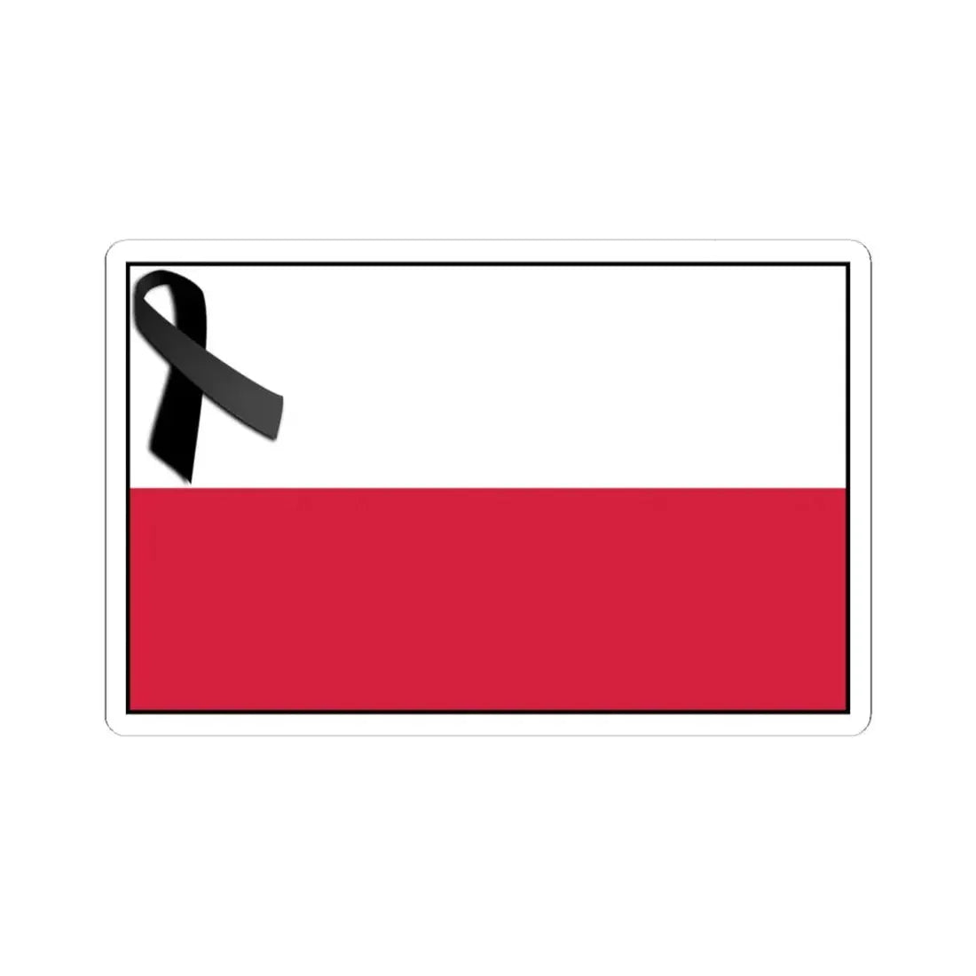 Flag of Poland bordered with black ribbon (Poland) STICKER Vinyl Kiss-Cut Decal 4 Inch White - The Sticker Space
