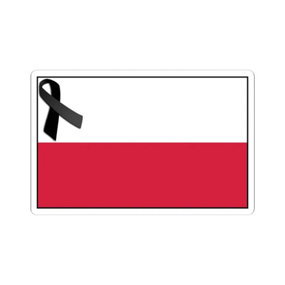 Flag of Poland bordered with black ribbon (Poland) STICKER Vinyl Kiss-Cut Decal 4 Inch White - The Sticker Space
