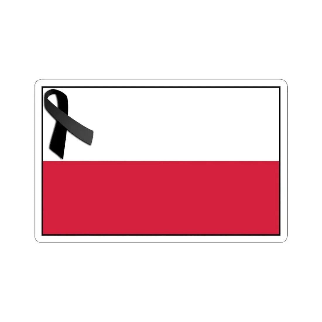Flag of Poland bordered with black ribbon (Poland) STICKER Vinyl Kiss-Cut Decal 6 Inch White - The Sticker Space