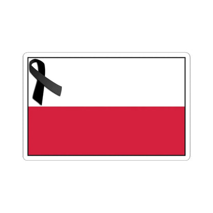 Flag of Poland bordered with black ribbon (Poland) STICKER Vinyl Kiss-Cut Decal 6 Inch White - The Sticker Space