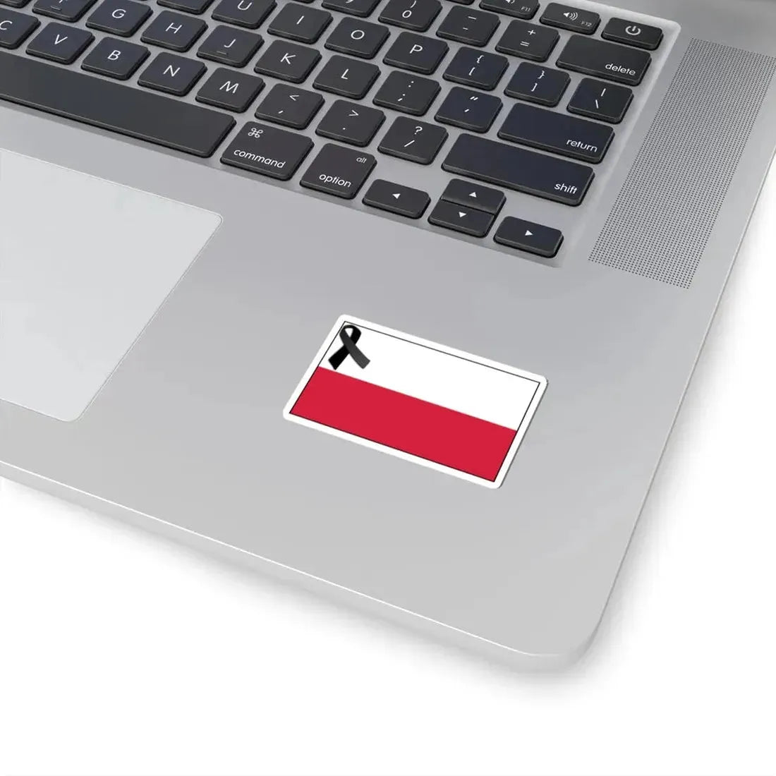 Flag of Poland bordered with black ribbon (Poland) STICKER Vinyl Kiss-Cut Decal - The Sticker Space