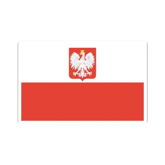 Flag of Poland with coat of arms 1928-1939 (Poland) STICKER Vinyl Kiss-Cut Decal 2 Inch White - The Sticker Space