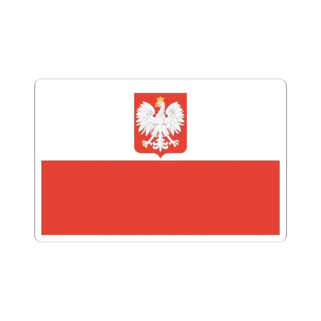 Flag of Poland with coat of arms 1928-1939 (Poland) STICKER Vinyl Kiss-Cut Decal 3 Inch White - The Sticker Space