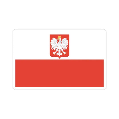 Flag of Poland with coat of arms 1928-1939 (Poland) STICKER Vinyl Kiss-Cut Decal 3 Inch White - The Sticker Space