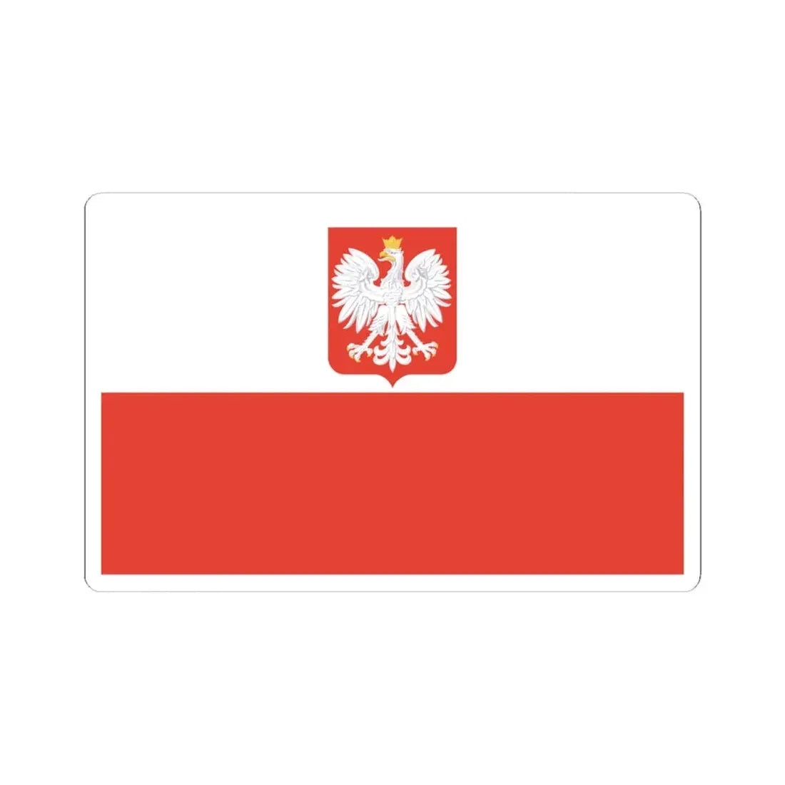 Flag of Poland with coat of arms 1928-1939 (Poland) STICKER Vinyl Kiss-Cut Decal 4 Inch White - The Sticker Space