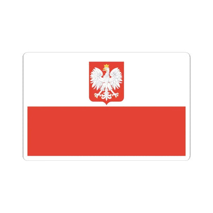 Flag of Poland with coat of arms 1928-1939 (Poland) STICKER Vinyl Kiss-Cut Decal 4 Inch White - The Sticker Space