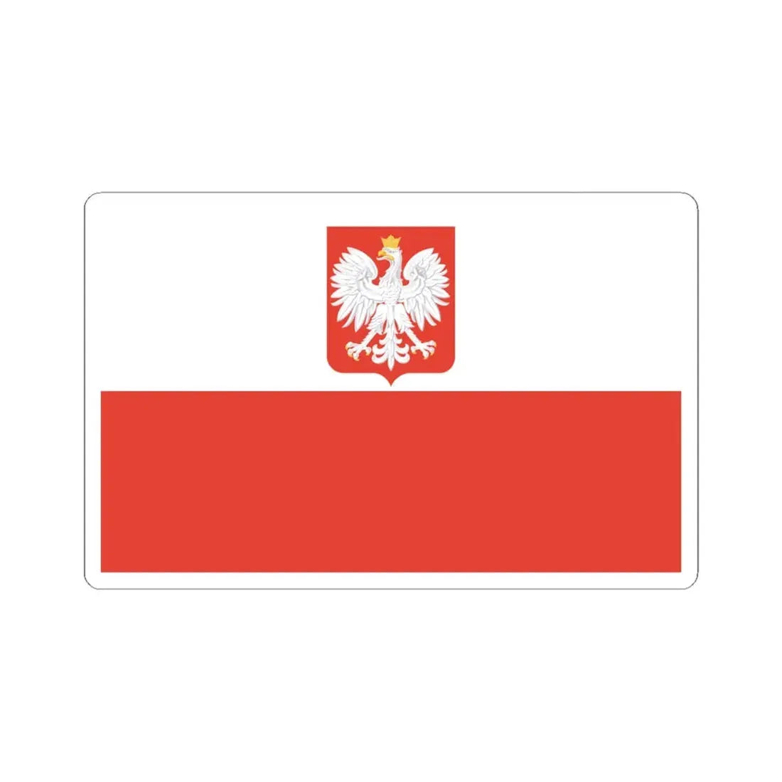 Flag of Poland with coat of arms 1928-1939 (Poland) STICKER Vinyl Kiss-Cut Decal 6 Inch White - The Sticker Space