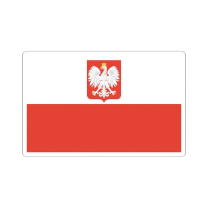 Flag of Poland with coat of arms 1928-1939 (Poland) STICKER Vinyl Kiss-Cut Decal 6 Inch White - The Sticker Space