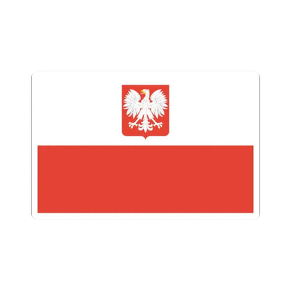 Flag of Poland with coat of arms 1955-1980 (Poland) STICKER Vinyl Kiss-Cut Decal 2 Inch White - The Sticker Space