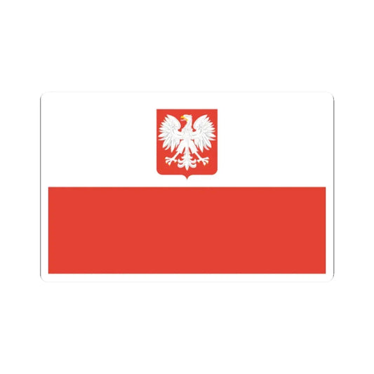 Flag of Poland with coat of arms 1955-1980 (Poland) STICKER Vinyl Kiss-Cut Decal 2 Inch White - The Sticker Space