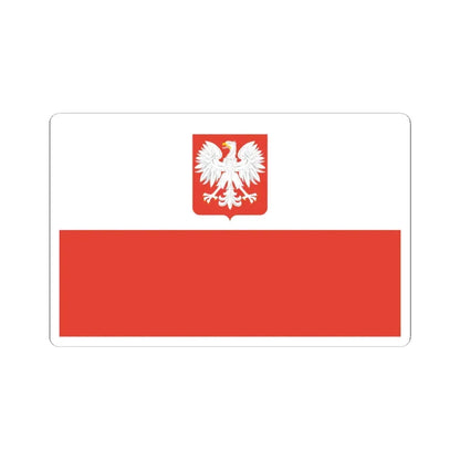Flag of Poland with coat of arms 1955-1980 (Poland) STICKER Vinyl Kiss-Cut Decal 3 Inch White - The Sticker Space