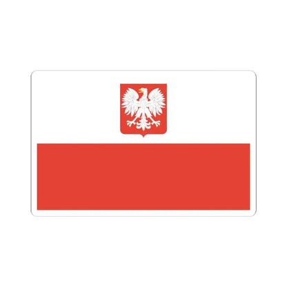 Flag of Poland with coat of arms 1955-1980 (Poland) STICKER Vinyl Kiss-Cut Decal 4 Inch White - The Sticker Space