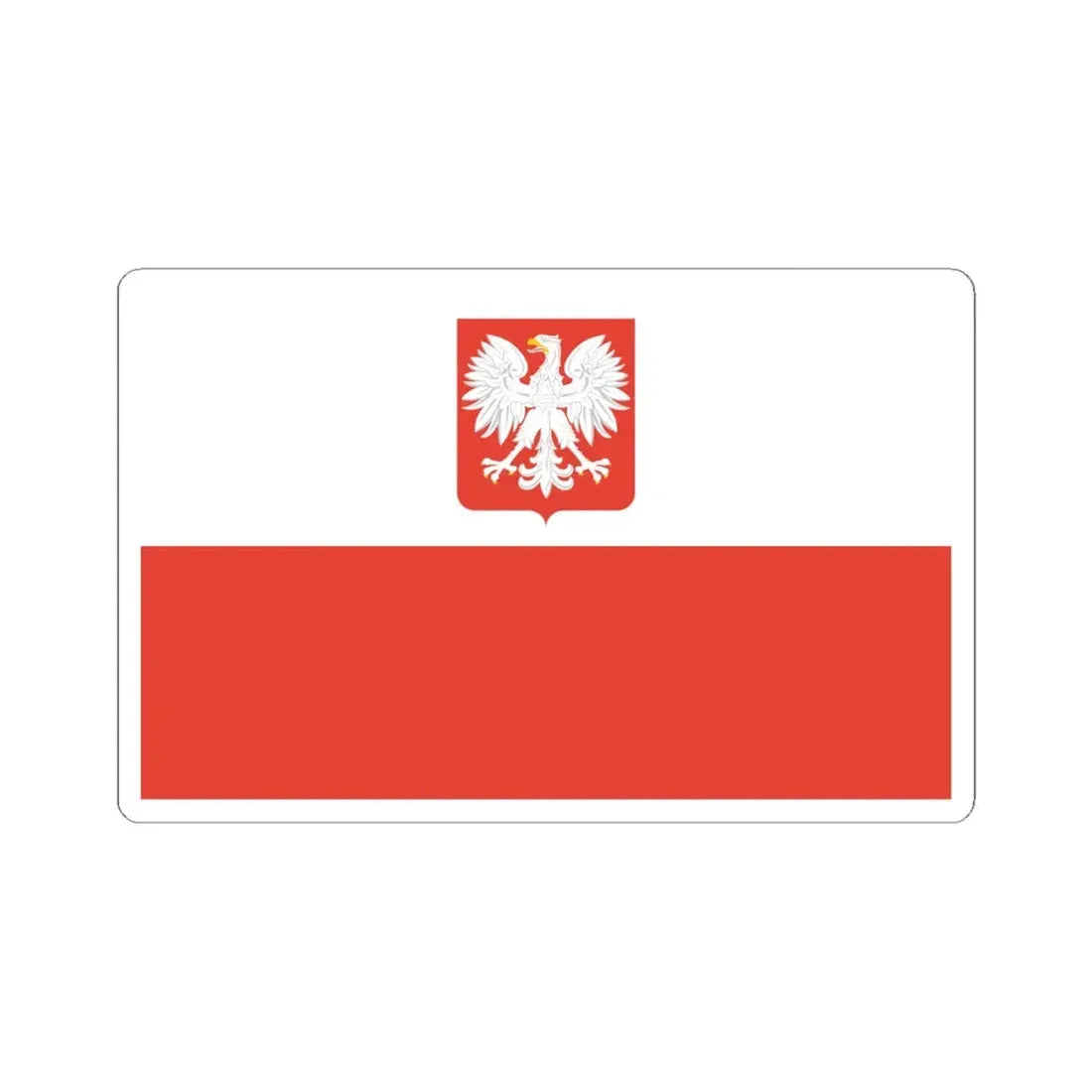 Flag of Poland with coat of arms 1955-1980 (Poland) STICKER Vinyl Kiss-Cut Decal 6 Inch White - The Sticker Space