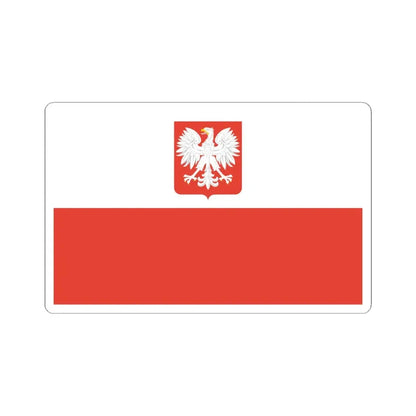 Flag of Poland with coat of arms 1955-1980 (Poland) STICKER Vinyl Kiss-Cut Decal 6 Inch White - The Sticker Space