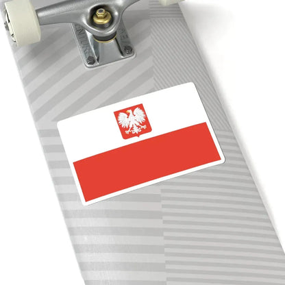 Flag of Poland with coat of arms 1955-1980 (Poland) STICKER Vinyl Kiss-Cut Decal - The Sticker Space