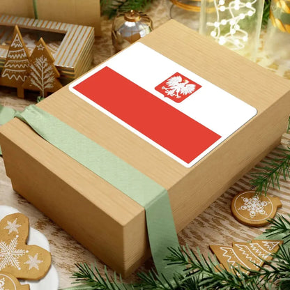 Flag of Poland with coat of arms 1955-1980 (Poland) STICKER Vinyl Kiss-Cut Decal - The Sticker Space