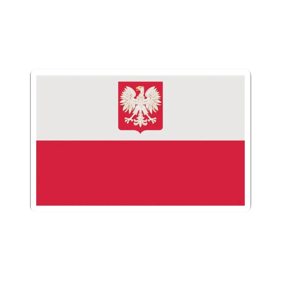 Flag of Poland with coat of arms 1980-1990 normative (Poland) STICKER Vinyl Kiss-Cut Decal 2 Inch White - The Sticker Space